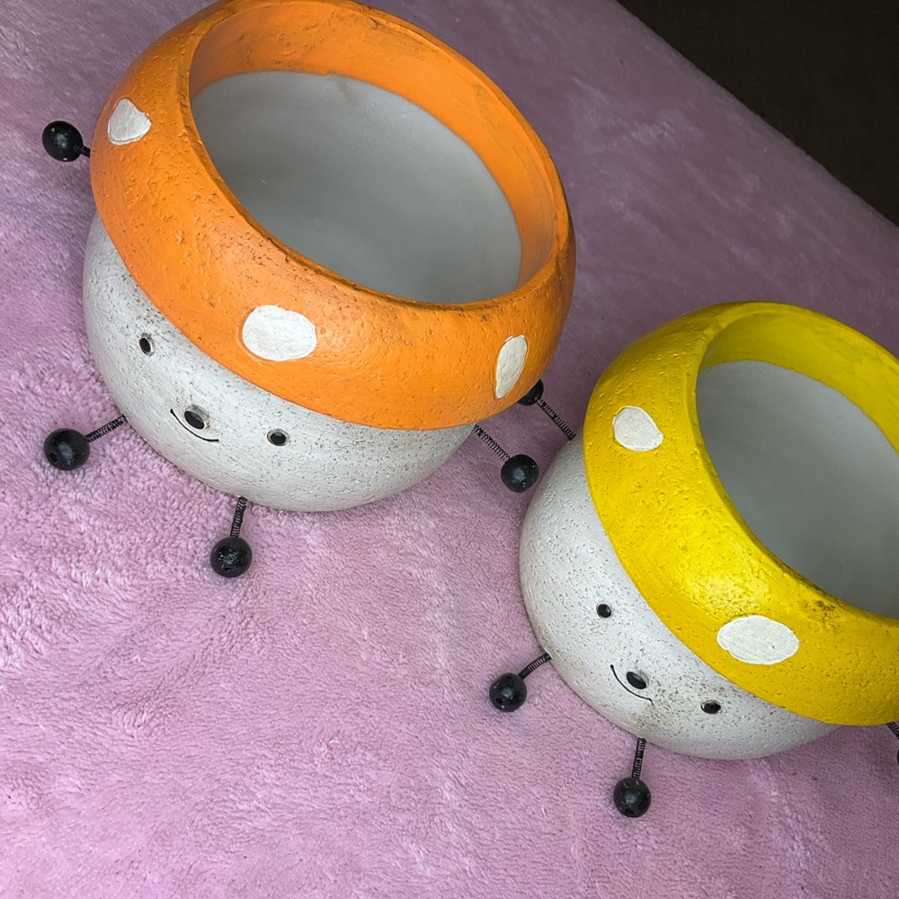 Two plant mushroom pots for plants decor